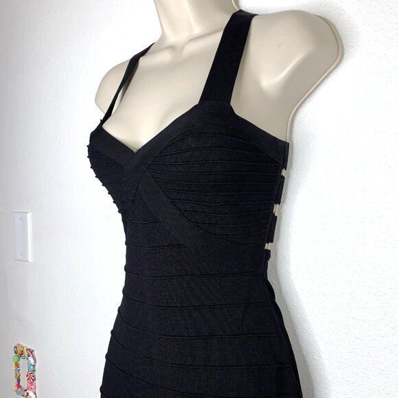 Forever 21 Black CAGE BANDAGE DRESS Strappy Racerback Bodycon S Alt Metal Whimsy - Picture 2 of 6